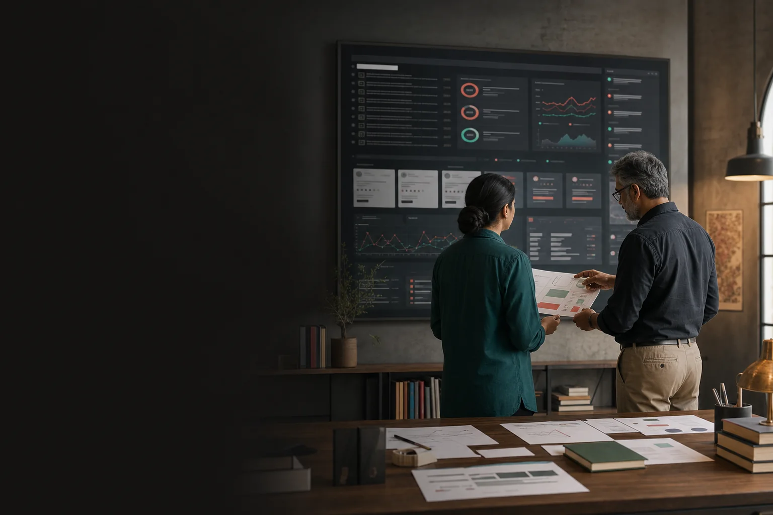 Consultants reviewing a reputation monitoring plan